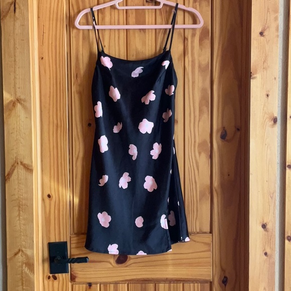 Princess Polly Dresses & Skirts - COPY - Princess Polly mini black dress with pink flowers